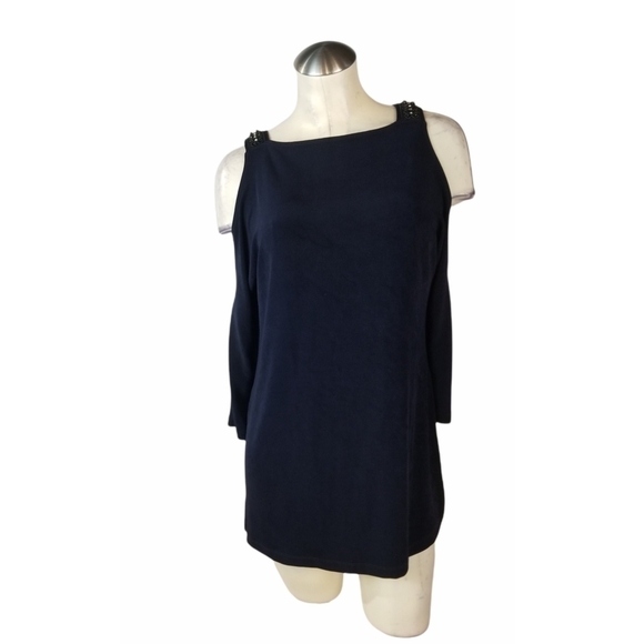 Chico's Tops - Chico's Travelers Size 0 S Blue Cold Shoulder Top